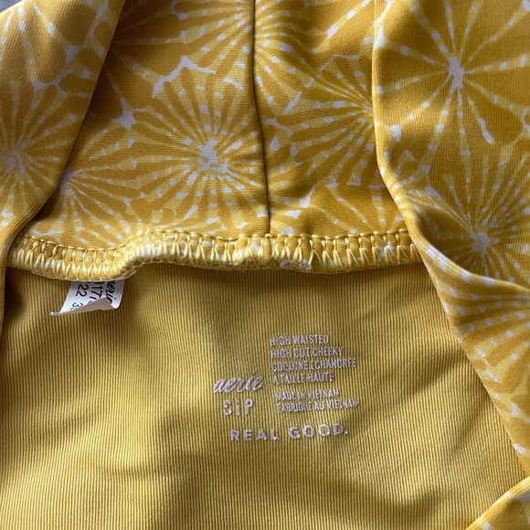 AERIE | Crossover high cut cheeky bikini bottom size small yellow shock - Picture 7 of 7